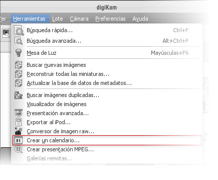 Crear un calendario con digikam