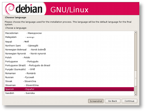 Instalador gráfico de Debian