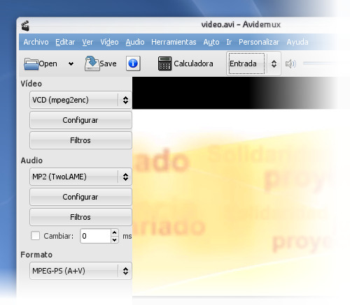 Configuración de Avidemux para codificar VIDEOCD