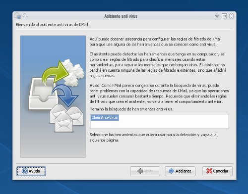 KMail - Asistente antivirus ClamAV