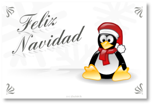 postal navideña de tux gratis