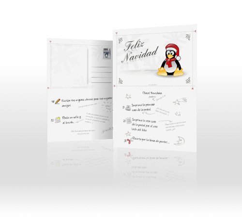 postal navideña de tux gratis