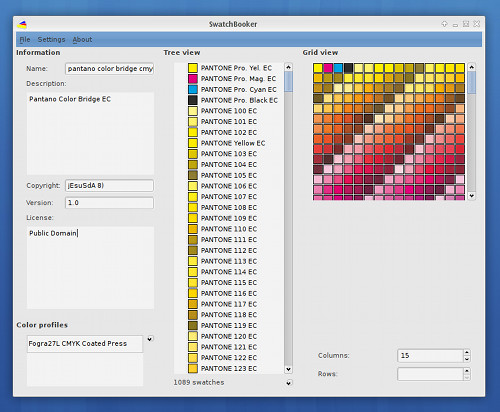 SwatchBooker creando una paleta de color basada en los colores PANTONE