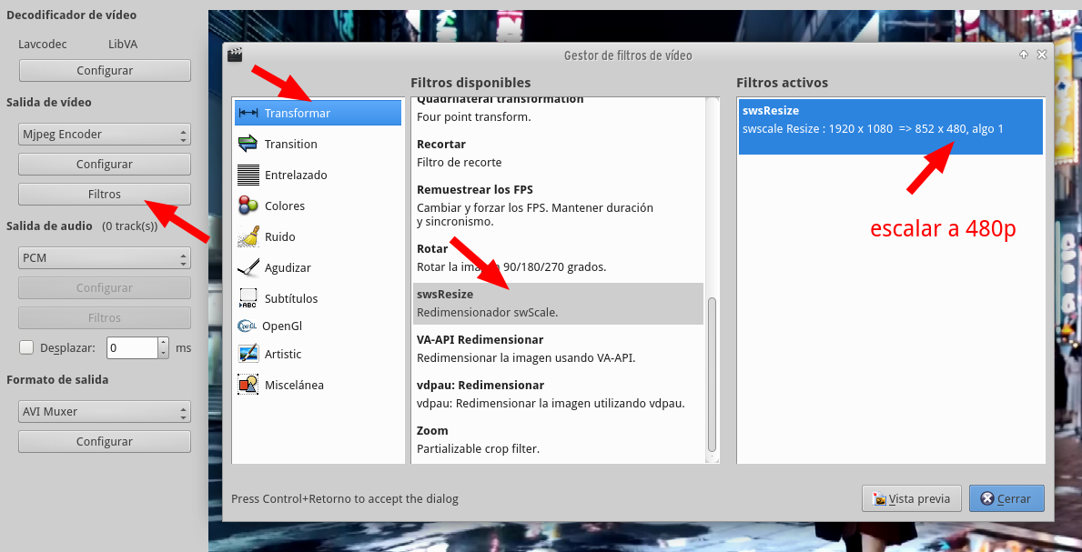 Creando archivos proxi para Openshot con Avidemux
