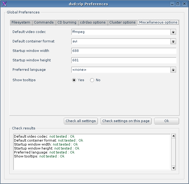 Opciones Misc de configuracin de DVD::RIP