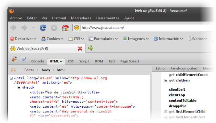 Extensión FireBug  para Firefox