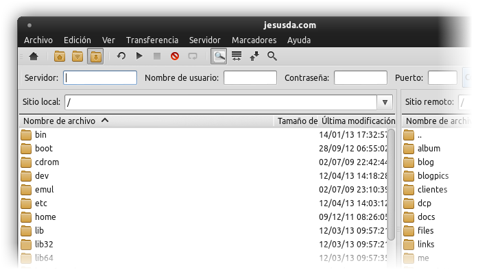 Acceso a FTP con Filezilla