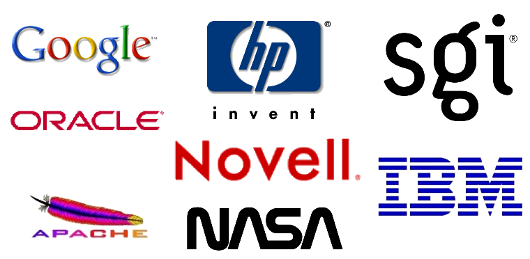 Google, Oracle, HP, SGI, Novell, IBM, Nasa, Apache