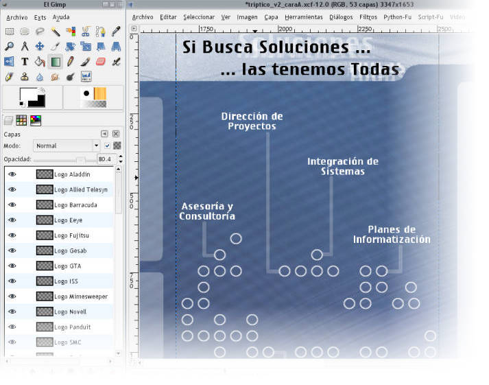 Diseñando el tríptico con Gimp