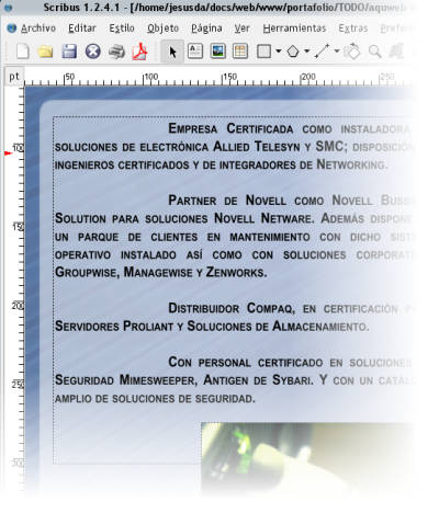 Montando el tríptico con Scribus