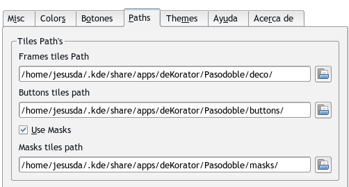 Configuración del tema Dekorator: ruta de los archivos